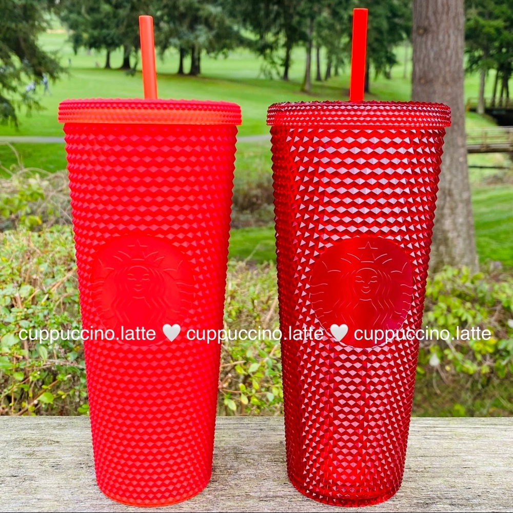 ❤️LAST SET❤️Starbucks US Red Studded Tumbler & China Strawberry Overseas Studded - Picture 1 of 6